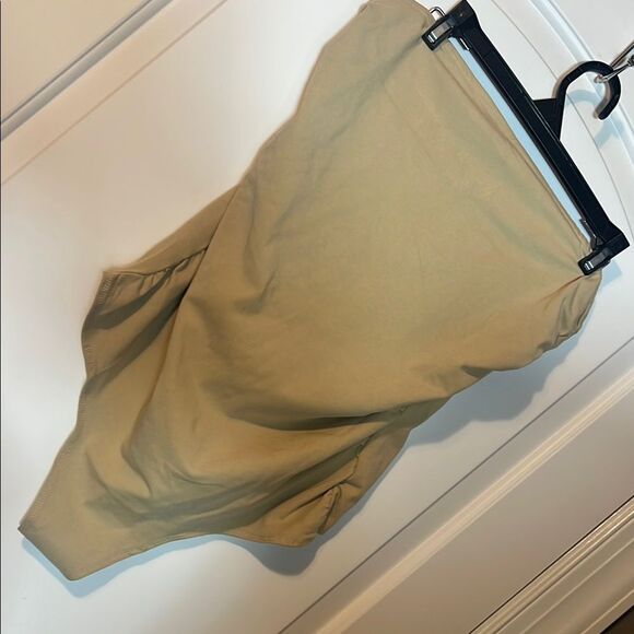 BNWT - WEWOREWHAT BEIGE NUDE TAN CREAM RUCHED STRAPLESS COTTON BODYSUIT - XXL - Picture 2 of 7